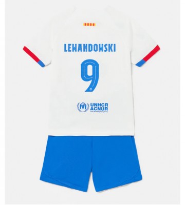 Maillot de foot Barcelona Robert Lewandowski #9 Extérieur enfant 2023-24 Manches Courte (+ pantalon court)